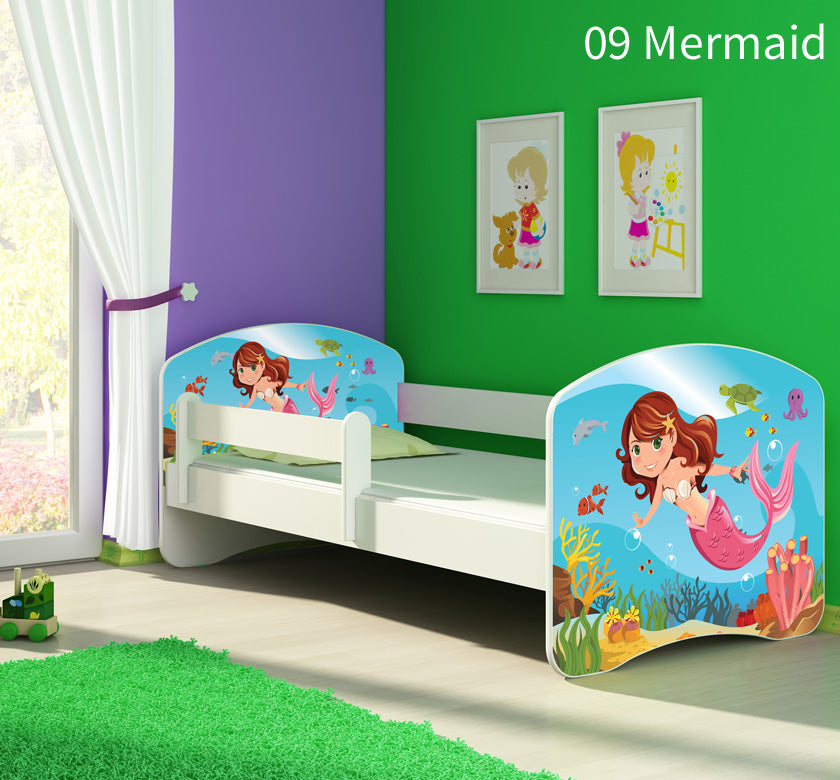Dječji krevet ACMA s motivom, bočna bijela 180x80 cm 09 Mermaid