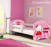 Dječji krevet ACMA s motivom, bočna bijela 160x80 cm 15 Sweet Kitty