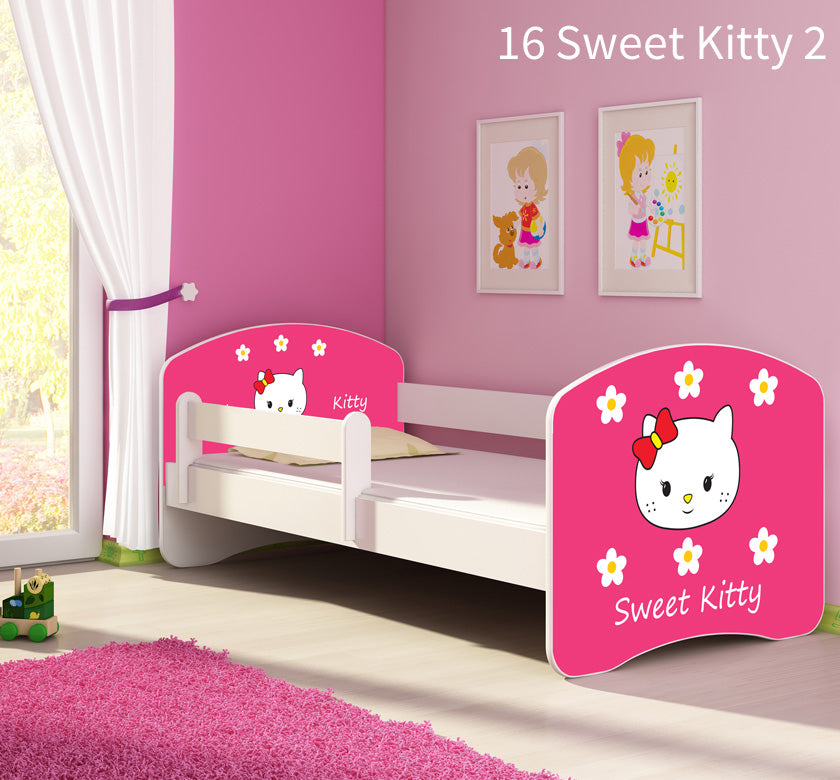 Dječji krevet ACMA s motivom, bočna bijela 180x80 cm 16 Sweet Kitty 2
