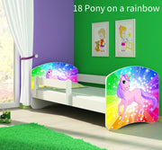 Dječji krevet ACMA s motivom, bočna bijela 160x80 cm 18 Pony on a rainbow