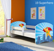 Dječji krevet ACMA s motivom, bočna bijela 160x80 cm 19 Superhero