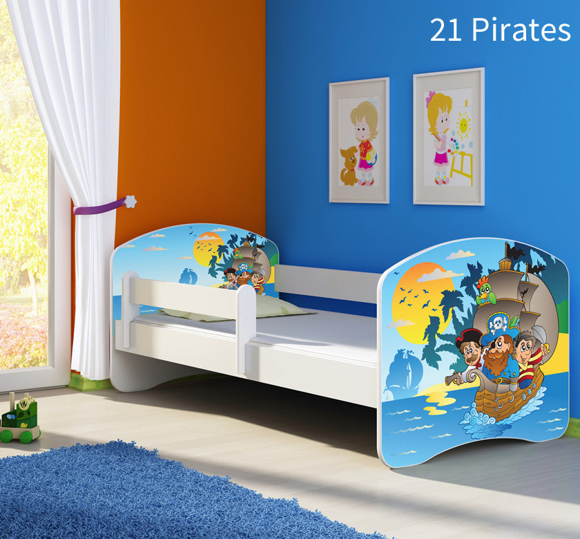 Dječji krevet ACMA s motivom, bočna bijela 180x80 cm 21 Pirates