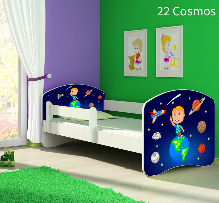 Dječji krevet ACMA s motivom, bočna bijela 160x80 cm 22 Cosmos