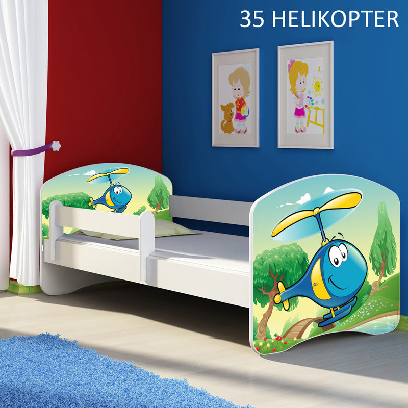 Dječji krevet ACMA s motivom, bočna bijela 180x80 cm 35 Helikopter