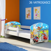 Dječji krevet ACMA s motivom, bočna bijela 180x80 cm 36 Vatrogasci