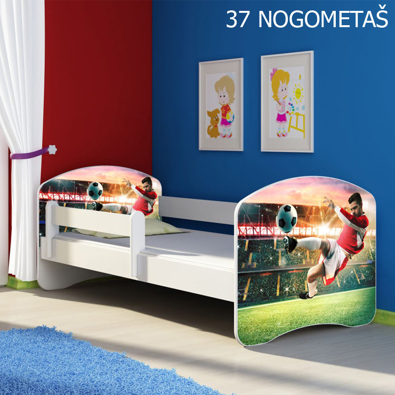 Dječji krevet ACMA s motivom, bočna bijela 160x80 cm 37 Nogometaš