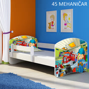 Dječji krevet ACMA s motivom, bočna bijela 160x80 cm 45 Mehaničar