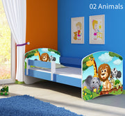 Dječji krevet ACMA s motivom, bočna plava 160x80 cm 02 Animals