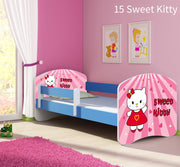 Dječji krevet ACMA s motivom, bočna plava 160x80 cm 15 Sweet Kitty