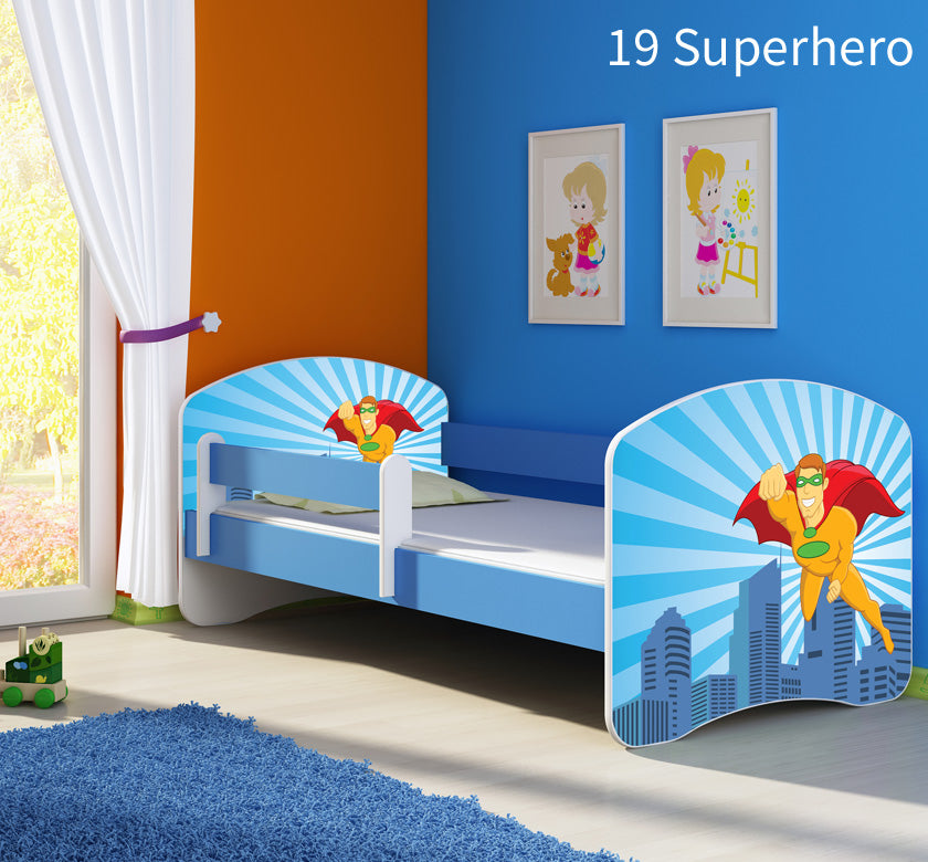Dječji krevet ACMA s motivom, bočna plava 180x80 cm 19 Superhero