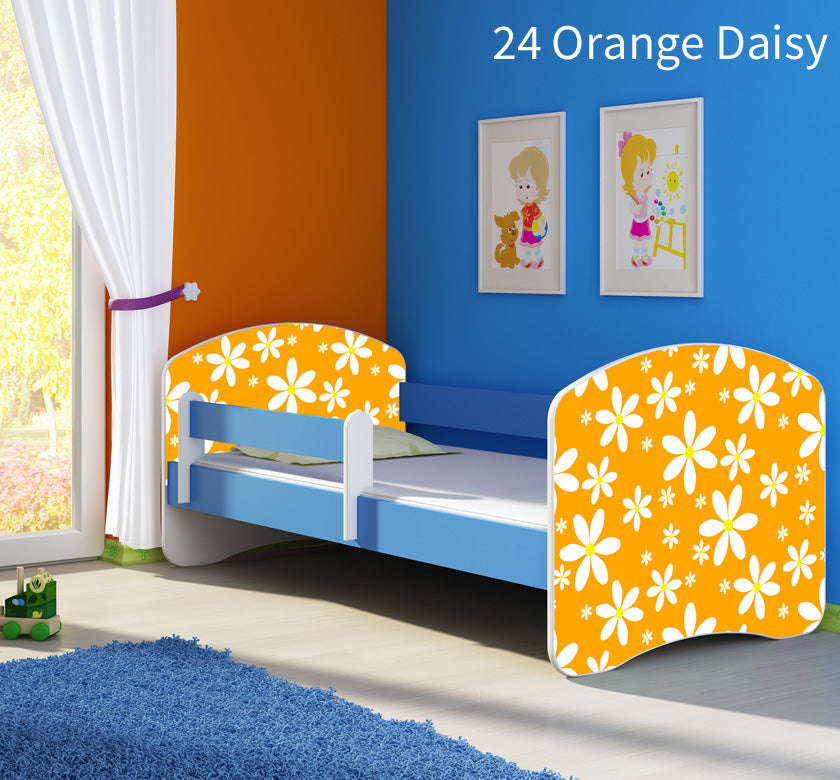 Dječji krevet ACMA s motivom, bočna plava 180x80 cm 24 Orange Daisy
