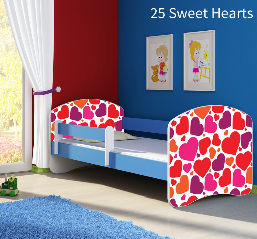 Dječji krevet ACMA s motivom, bočna plava 160x80 cm 25 Sweet hearts