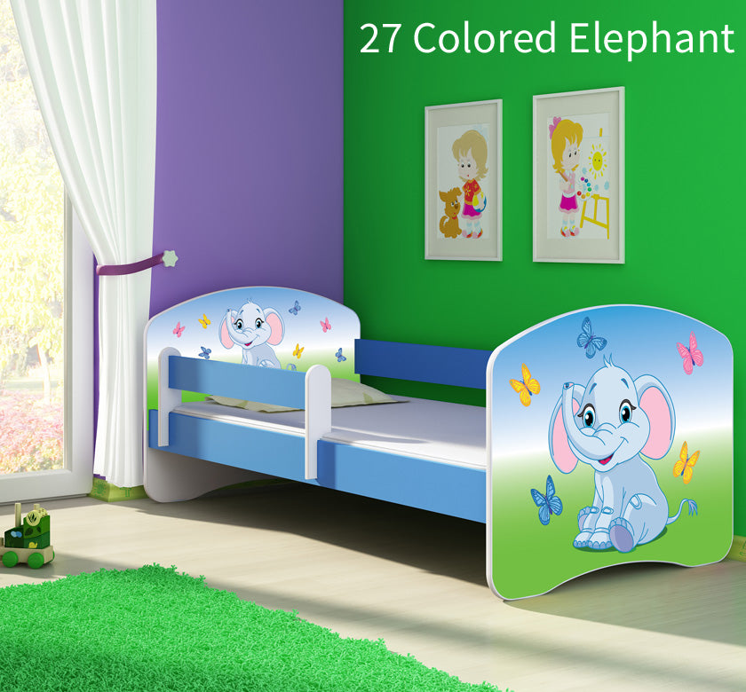 Dječji krevet ACMA s motivom, bočna plava 180x80 cm 27 Colored Elephant