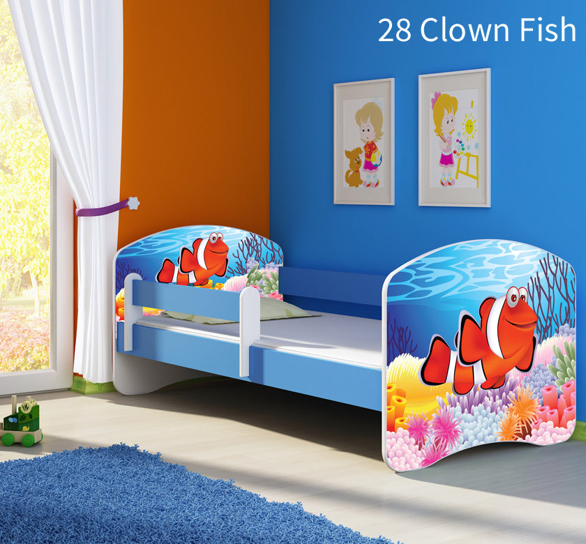Dječji krevet ACMA s motivom, bočna plava 180x80 cm 28 Clown Fish