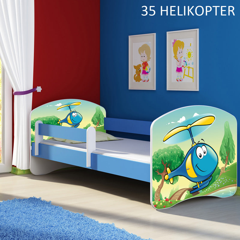 Dječji krevet ACMA s motivom, bočna plava 160x80 cm 35 Helikopter