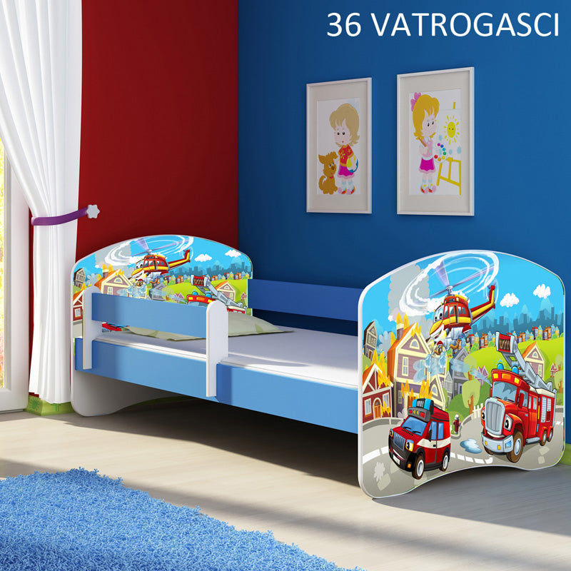 Dječji krevet ACMA s motivom, bočna plava 180x80 cm 36 Vatrogasci