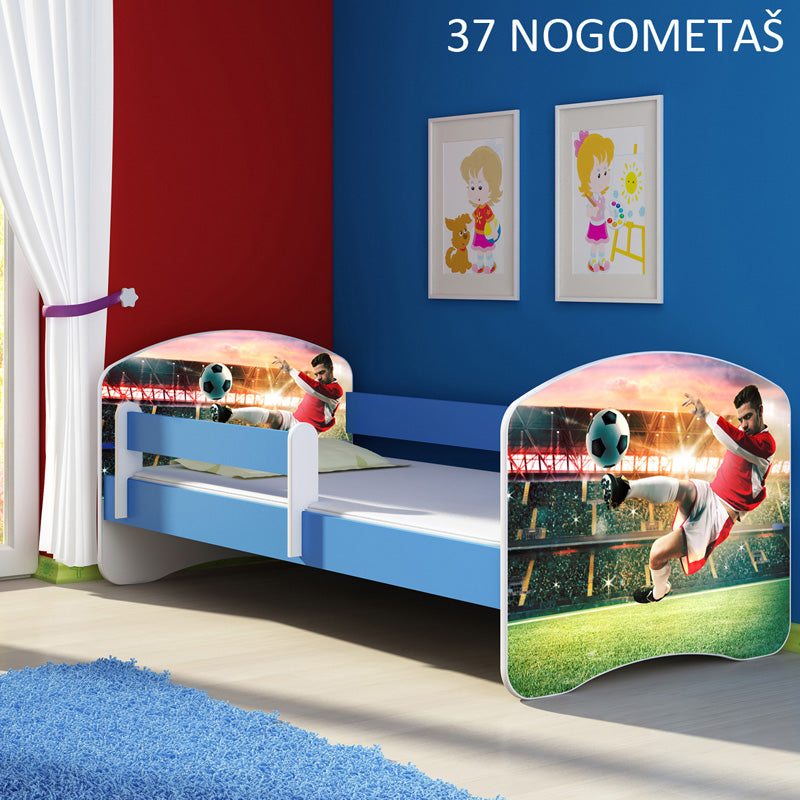 Dječji krevet ACMA s motivom, bočna plava 160x80 cm 37 Nogometaš