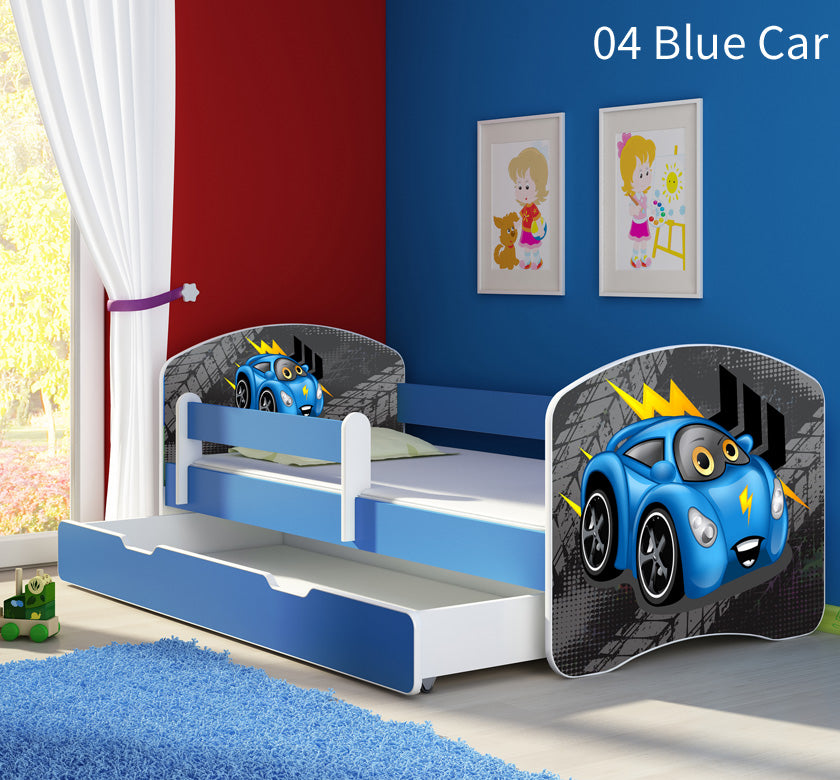 Dječji krevet ACMA s motivom, bočna plava + ladica 160x80 cm 04 Blue Car