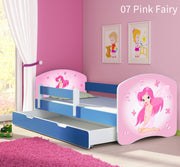 Dječji krevet ACMA s motivom, bočna plava + ladica 180x80 cm 07 Pink Fairy