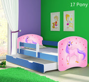 Dječji krevet ACMA s motivom, bočna plava + ladica 180x80 cm 17 Pony