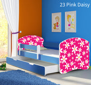 Dječji krevet ACMA s motivom, bočna plava + ladica 160x80 cm 23 Pink Daisy
