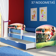 Dječji krevet ACMA s motivom, bočna plava + ladica 160x80 cm 37 Nogometaš