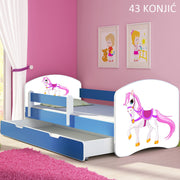Dječji krevet ACMA s motivom, bočna plava + ladica 160x80 cm 43 Konjić