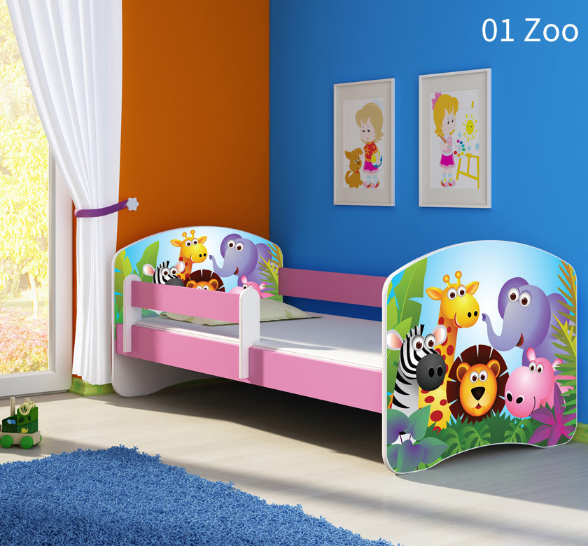 Dječji krevet ACMA s motivom, bočna roza 160x80 cm