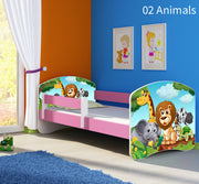 Dječji krevet ACMA s motivom, bočna roza 160x80 cm 02 Animals