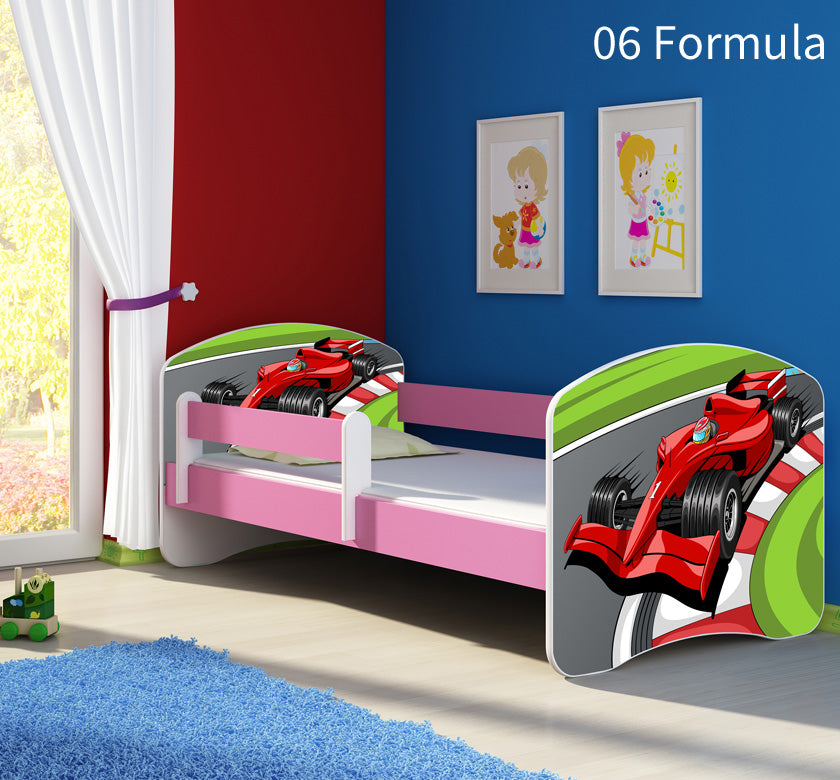 Dječji krevet ACMA s motivom, bočna roza 180x80 cm 06 Formula 1