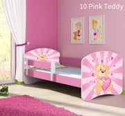 Dječji krevet ACMA s motivom, bočna roza 140x70 cm 10 Pink Teddy Bear
