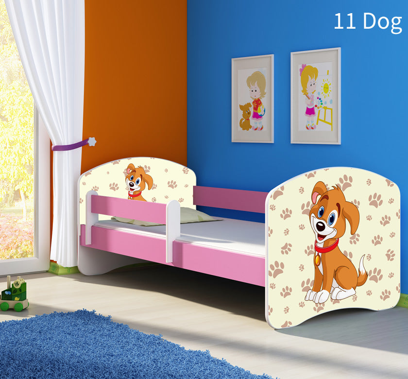 Dječji krevet ACMA s motivom, bočna roza 140x70 cm 11 Dog