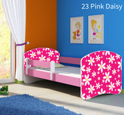 Dječji krevet ACMA s motivom, bočna roza 180x80 cm 23 Pink Daisy