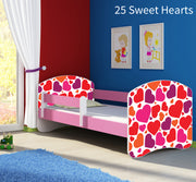 Dječji krevet ACMA s motivom, bočna roza 140x70 cm 25 Sweet hearts