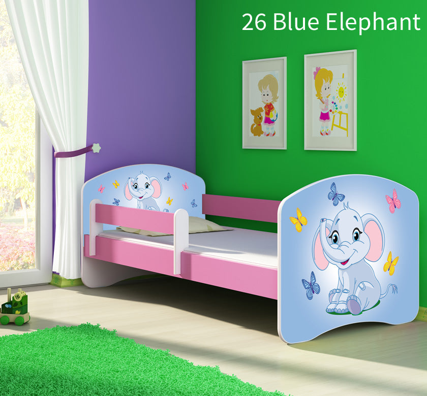 Dječji krevet ACMA s motivom, bočna roza 140x70 cm 26 Blue Elephant