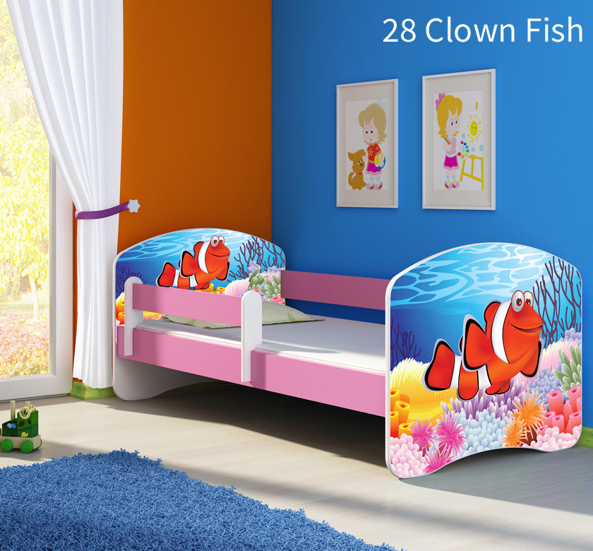 Dječji krevet ACMA s motivom, bočna roza 180x80 cm 28 Clown Fish