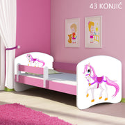 Dječji krevet ACMA s motivom, bočna roza 160x80 cm 43 Konjić