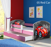 Dječji krevet ACMA s motivom, bočna roza + ladica 180x80 cm 05 Red Car