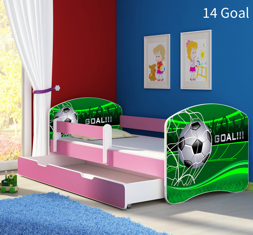 Dječji krevet ACMA s motivom, bočna roza + ladica 160x80 cm 14 Goal