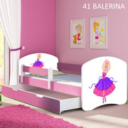 Dječji krevet ACMA s motivom, bočna roza + ladica 180x80 cm 41 Balerina