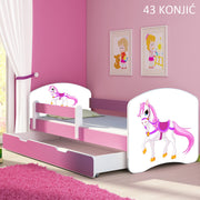 Dječji krevet ACMA s motivom, bočna roza + ladica 160x80 cm 43 Konjić