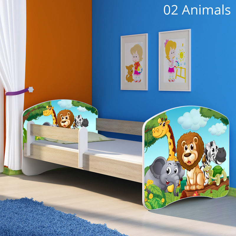 Dječji krevet ACMA s motivom, bočna sonoma 140x70 cm 02 Animals