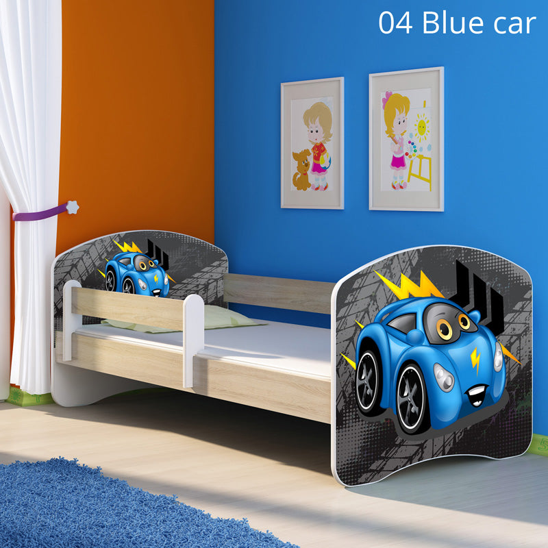 Dječji krevet ACMA s motivom, bočna sonoma 140x70 cm 04 Blue Car