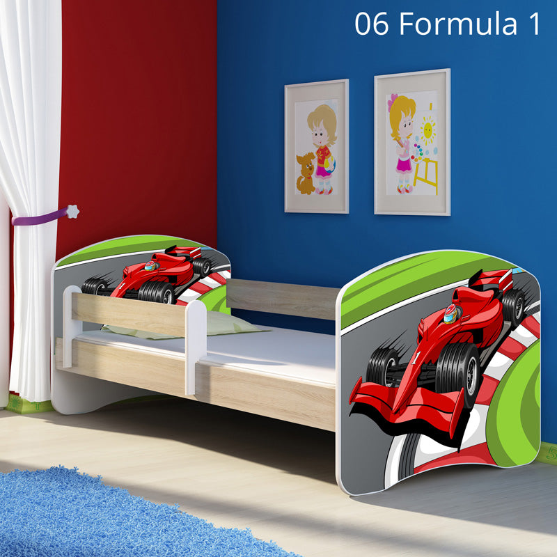 Dječji krevet ACMA s motivom, bočna sonoma 180x80 cm 06 Formula 1