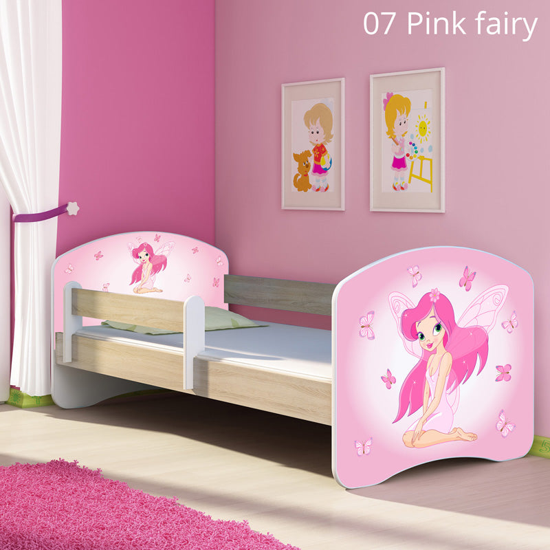Dječji krevet ACMA s motivom, bočna sonoma 180x80 cm 07 Pink Fairy
