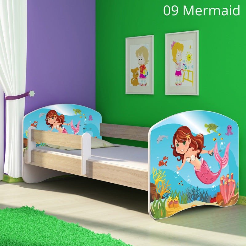 Dječji krevet ACMA s motivom, bočna sonoma 160x80 cm 09 Mermaid