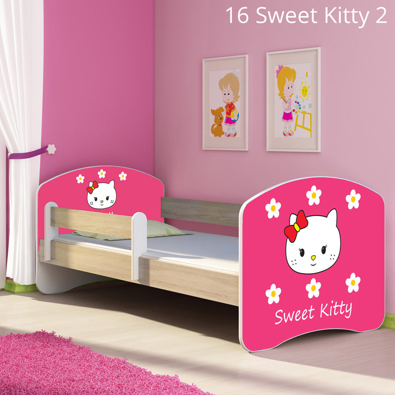Dječji krevet ACMA s motivom, bočna sonoma 160x80 cm 16 Sweet Kitty 2