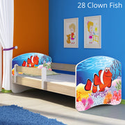 Dječji krevet ACMA s motivom, bočna sonoma 140x70 cm 28 Clown Fish