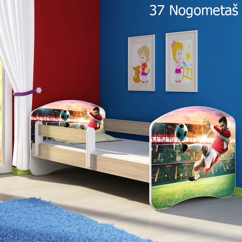 Dječji krevet ACMA s motivom, bočna sonoma 160x80 cm 37 Nogometaš