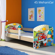 Dječji krevet ACMA s motivom, bočna sonoma 140x70 cm 45 Mehaničar